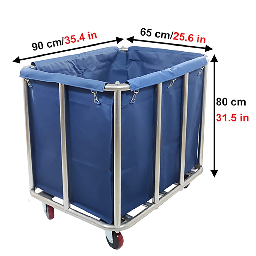 ZJMK Carrello per Biancheria Commerciale Hotel Carrello della Biancheria della Lavanderia, Carrello per Cesto smistatore Lavanderia con Rimovibile Borsa Lavabile, Cornice in Acciaio Inossidabile