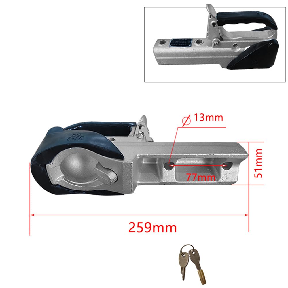 HEYOUTH Enganche Remolque,Cabezal de Enganche para Remolque(50 mm),Carga de 2700 kg, con Cerradura,para Autocaravana, Furgoneta, SUV, Superficie Galvanizada