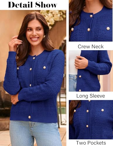 Image of GRACE KARIN Womens Open Front Button Down Long Sleeve Texture Knit Cardigan Sweaters with Pockets