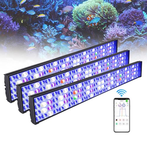 【Per serbatoi da 260-300 cm 】3x Hertz75 luce migliore per 270cm marino barriera corallina serbatoio. La confezione include: 3x Hertz75 WiFi light, 3x alimentatore&spina, 3x kit di sospensione, 3x manuale d'uso App