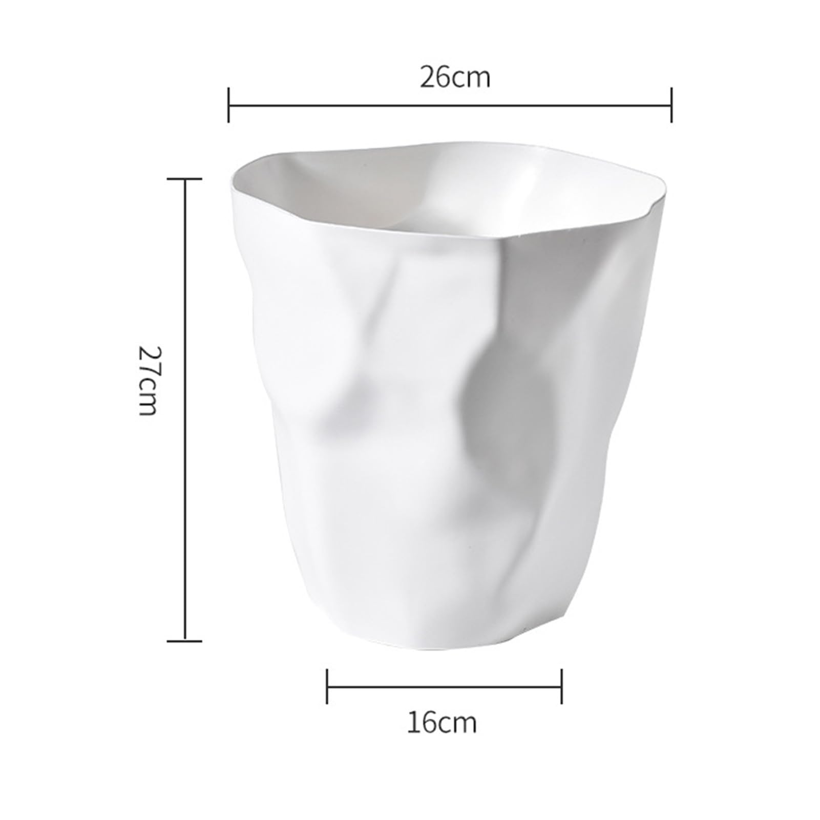 Denash Unico Cestino per Rifiuti in Plastica Accartocciata, Cestino per Rifiuti Moderno Irregolare con Coperchio Aperto per Bagno, Ufficio, Camera da Letto, Design Compatto,