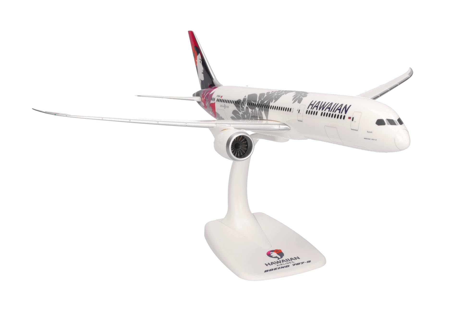 Herpa modello di aereo Hawaiian Airlines Boeing 787-9 Dreamliner - N781HA "Kapuahi", in scala 1:200 - Snap-Fit, pezzo da collezione, miniatura deco, statuetta con supporto in plastica