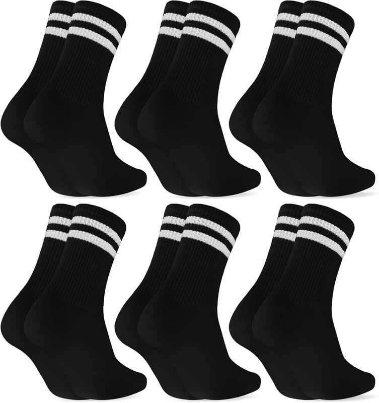 Sports & Gym Workout Socks for Men & Women with Premium Cotton | Striped Quarter Socks, Free Size | Running, Cycling & Gym | Odour Free | Pack of 6-image-4