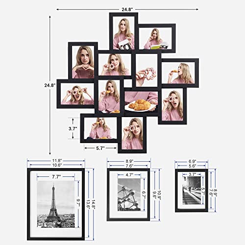Songmics Set Of 12 Photo Frames And 7 Picture Frames Collage Bundle, 11 X 14, 8 X 10, 6 X 8, And 4 X 6 Photo Frames, Glass Front, Black Urpf22Bk And Urpf37Bk #TOP7