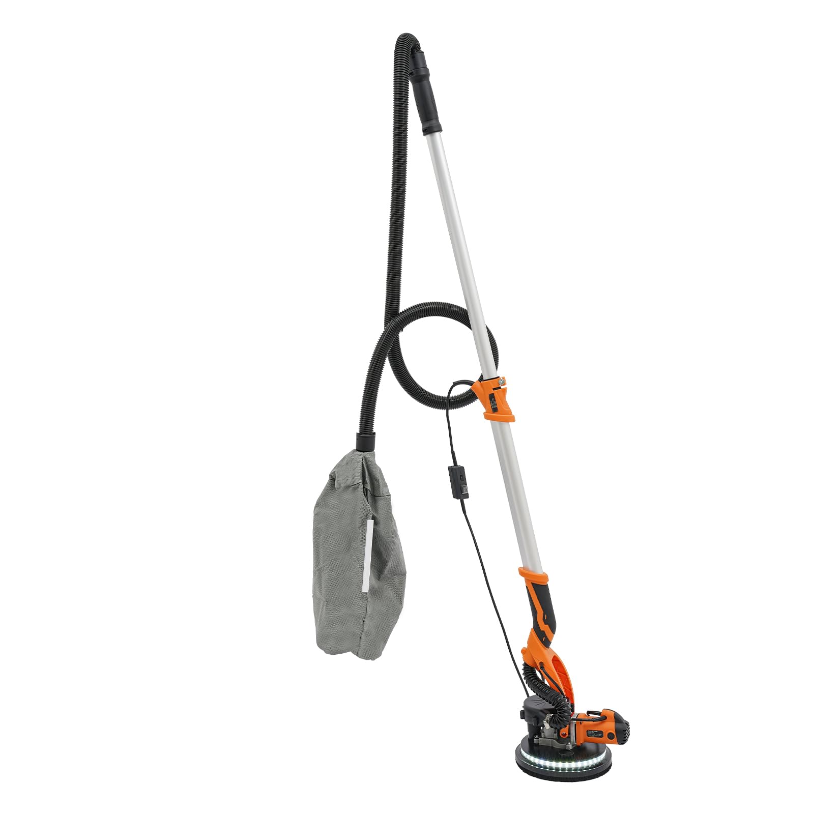 Wand & Deckenschleifer 750W Trockenbauschleifer, Wandschleifer mit LED und Teleskopstiel, Deckenschleifer mit Automatischem Vakuumsystem, 0-90°, Ø 225mm, 800-1800RPM (Orange)