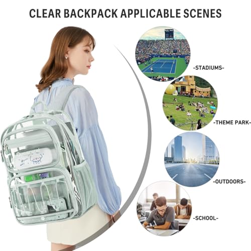 Image of Cusangel Large Clear backpack for girls,16in TPU Plastic See Through Heavy Duty Bookbag,Stadium,school, and other security check locations(Grey)
