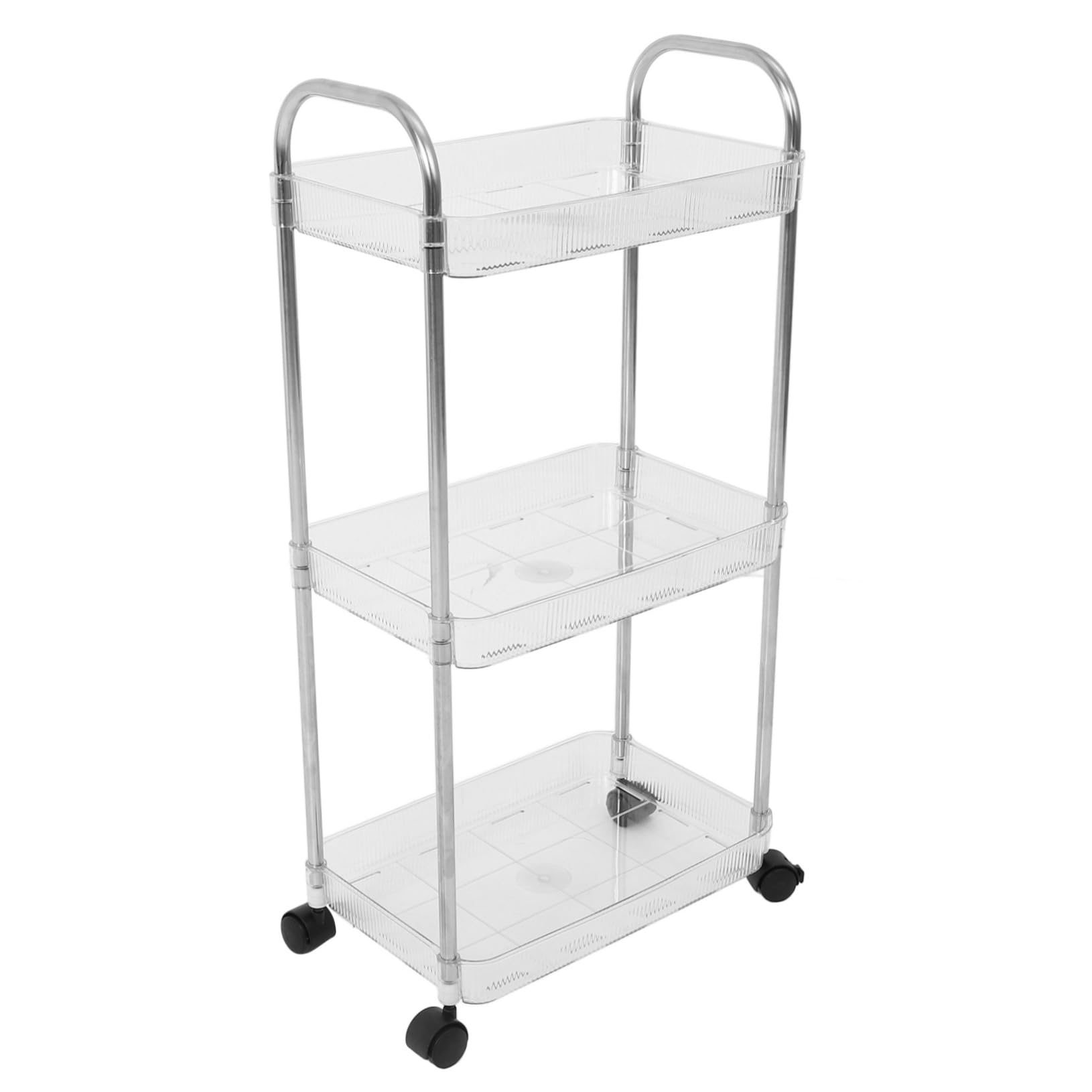 Étagère mobile de rangement 3 niveaux compacte en PET transparent PLAFOPE