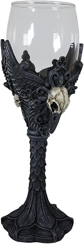 Miniatura 3 de Ebros Gift Blood Moon Gothic Dark Alchemy Raven Cuervo Copa de vino y resina Copa de vino Cáliz Bebida Serveware con Mystical Harbinger Of Doom