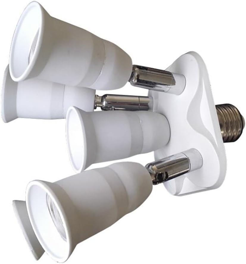 E27 Socket Adapter to 5 E27 Standard LED Bulbs Splitter Adapter,E26 E27 Universal lamp Holder with 360 Degrees Adjustable 180 Degree Bending (5 in 1 Socket Adapter)
