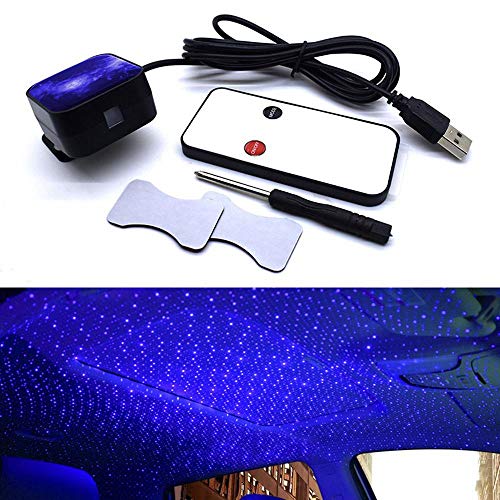 Volwco Car Ambient Star Light Blue, Car USB Atmosphere Light Projector Car Interior