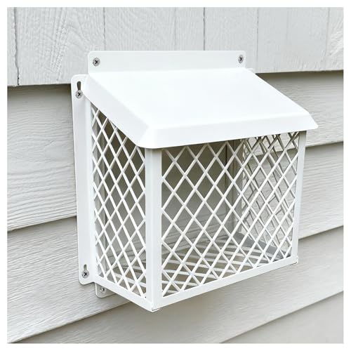 Dryer Vent Cover Bird Guard (Rainproof Cap) Fits 3 to 4 Vent Hood Cover Heavy-Duty Steel Dryer Vent Protector Easy Installation for Home & Laundry Rooms (White)