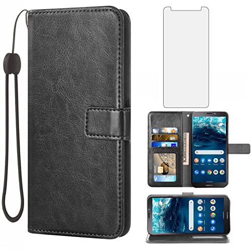 Housse portefeuille Nokia C100 4G en cuir noir idéale pour vos sorties urbaines