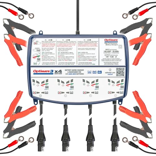 OptiMate3 0.8A x4 Bank, Smart Quad-Bank Battery Saving Charger...