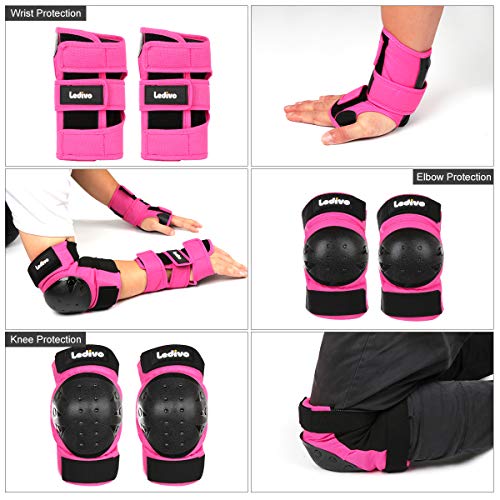 image for Ledivo Protective Gear Set for Kids/Youth/Adult Knee Pads Elbow Pads W