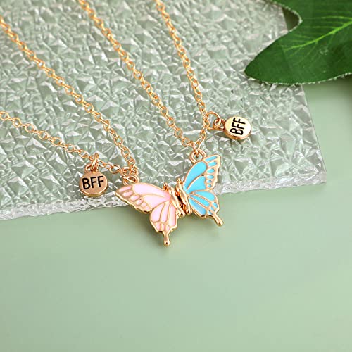 MJartoria BFF Necklace for 2-Butterfly Friendship Necklace Best Friend Forever Butterfly Pendant Matching Necklaces Best Friend Necklaces Gifts4