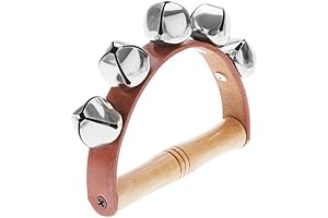 Andoer Black Hand Tambourine with Jingles for Early Learning Development in Musical Rhythm