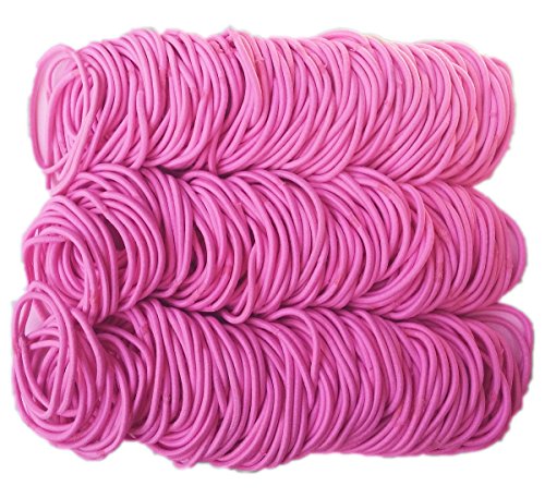 Ponytail Elastics, Bulk Pack of 432pc, 2mm (Peony Pink)