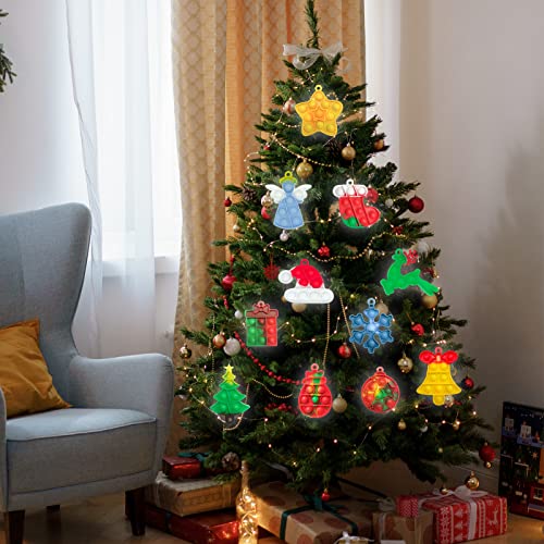 Christmas Mini Push Pop Bubble Fidget Toy, Keychain Bubble Pop Desk Toy, Fidget Keychain Relieve Anxiety Stress Pop Fidget Toy (60Pcs) #TOP3