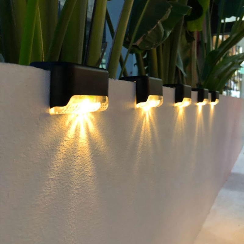 Outside new Step Solar Light Outdoor Garden Waterproof Stair Deck Pool Patio Fence Gate Yard Floor Step Railing Window Balcony Sunlight Pathway.(Warm Yellow) (4)