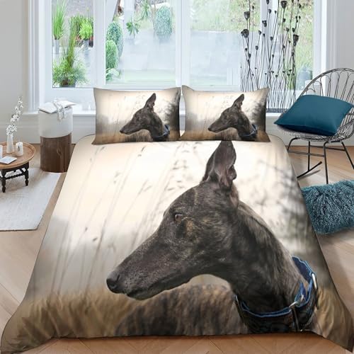 Parure de lit lévrier 140x200cm finition premium microfibre confortable effet 3D