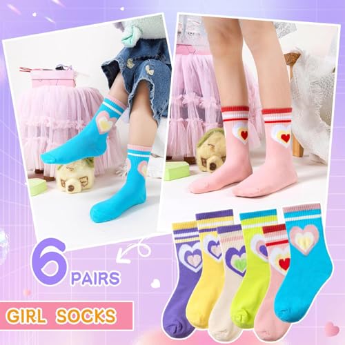 6 pairs of breathable mid tube socks, multi-color striped design, comfortable and elastic daily socks2