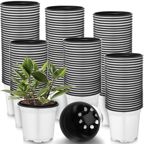 Havawish 150 Pcs 4 Inch Nursery Pots with Drainage Holes, White