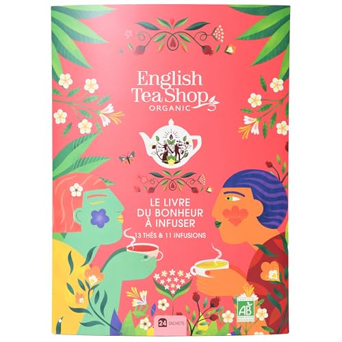 English Tea Shop – Coffret thé et infusions bio - Livre du bonheur à infuser - 24 sachets de thés et tisanes bio - Coffret cadeau à offrir - Idée cadeau femme