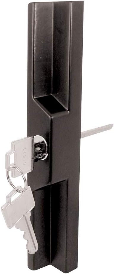 Prime-Line C 1139 Diecast Versatile Keyed Outside Sliding Door Handle Pull, Adjustable from 2-11/16 In. to 6-7/8 In., Black (Single Pack)