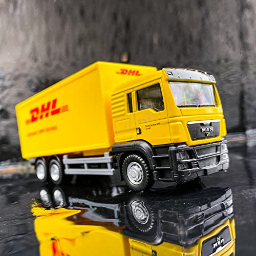 Image of BDTCTK Compatible For Dhl Container Truck Car Model Toy Cars, Zinc Alloy Die-Cast Vehicles Kid Toys For Boy Girl Gift, Yellow