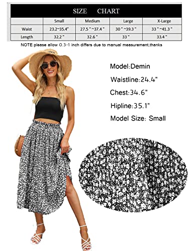 Naggoo Black Skirts For Women Casual High Elastic Waisted Pleated Swing Midi Skirt With Pockets Solid Color Large thumb #4