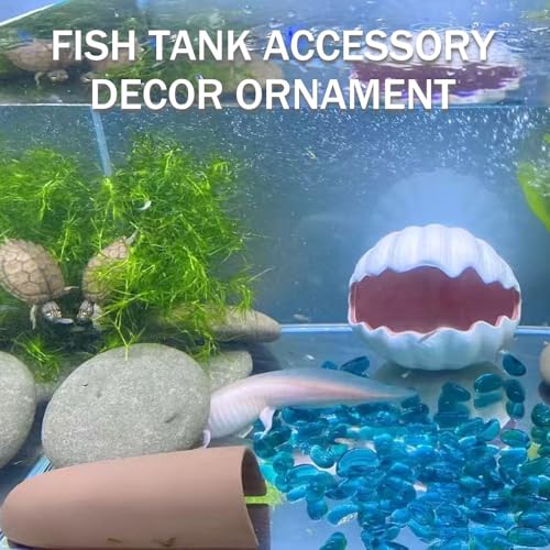 Image of RUIAN Ceramic Conch Shell Aquarium Hideout Cave Pink Betta Fish Tank Decor