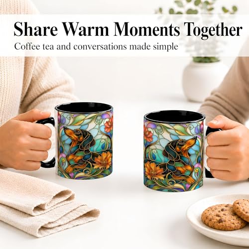 Taza de cerámica con diseño de perro dachshund 11 oz miniatura 6
