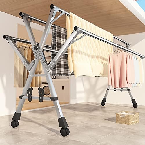 Foldable Space-Saving Clothes Rack Floor-Standing Clothes Rack Tripod,Clothes Drying Rack Tripod Portable Foldable Space Saving Laundry Drying Rack，Collapsible Laundry Drying Rack, Stainless