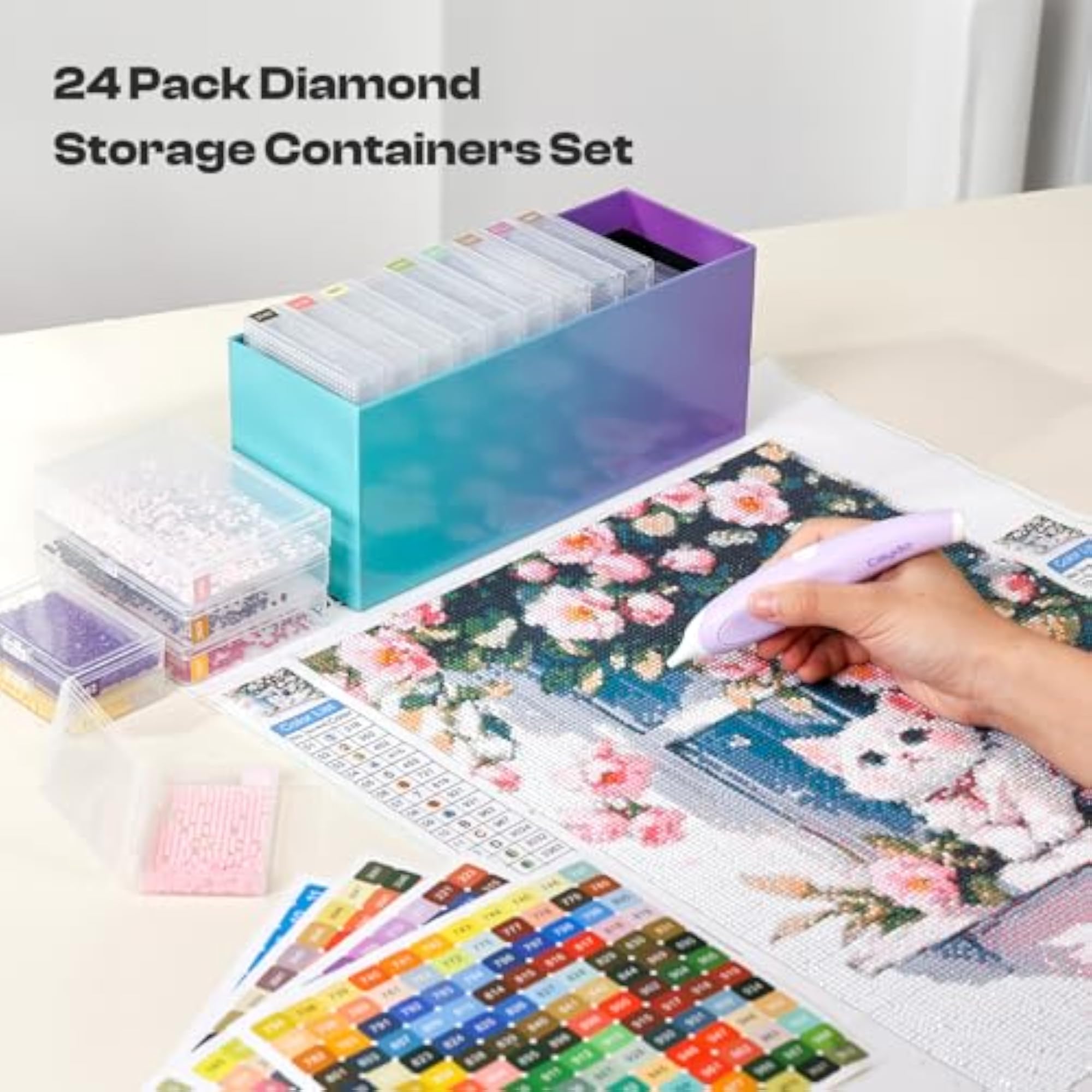 24PCS Diamond Art Trays with Lids, DIY Craft Supplies