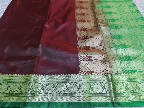 Image of Women's Glory Satin Silk Saree Plain Soft Shiny Elegant Party Traditional Ethnic
