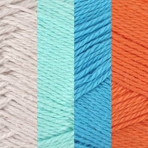 JubileeYarn Cotton Select Yarn - Sport Weight - 50g/Skein - Shades of Contrast Colours A - 4 Skeins, Shades of Contrasting Colours A - Image 2