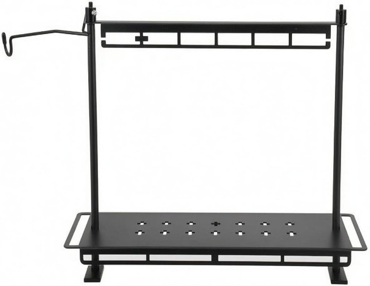 Portable Storage Rack Folding Tabletop Rectangular Base Aluminum Alloy Organizer Metal Shelf Hanging Rail Space-Saving Design Suitable for Room Desktop Use, Short