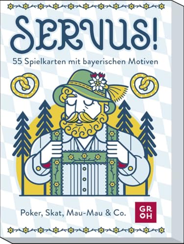 Servus! 55 Spielkarten mit bayerischen Motiven: Poker, Skat, Mau-Mau & Co. | illustriertes Kartenset, 55 Blatt inkl. 3 Joker