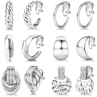 Diamday 6Pares Pendientes Clip 18K chapado en oro/plata