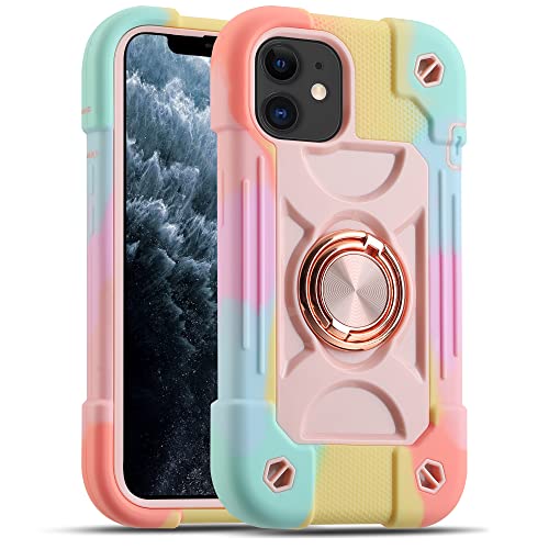 Image of MARKILL Compatible with iPhone 11 Case 6.1 Inch with 360Rotate Ring Stand, Military Grade Drop Protection Full Body Rugged Heavy Duty Case 3 in 1 Protective Cover