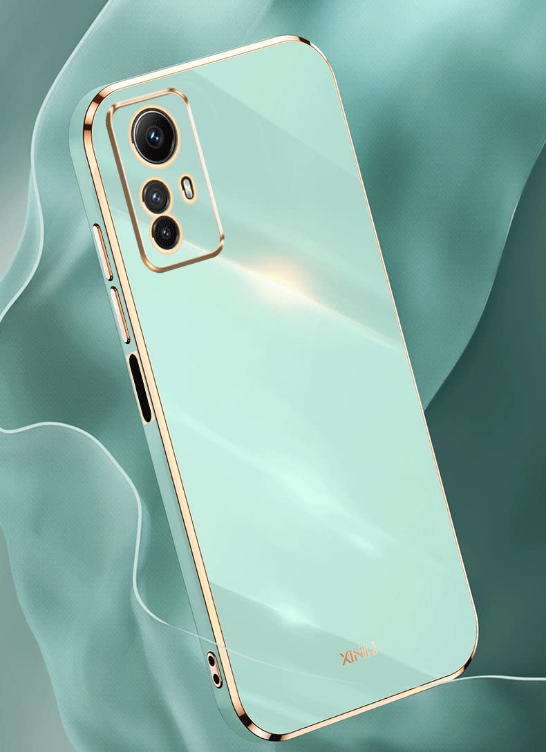 Cover Per Xiaomi Redmi Note 12 Pro+ (12 Pro Plus) - Custodia Morbida TPU Con Bordo Dorato Placcato, Anti Graffio Anti Urto - Blu