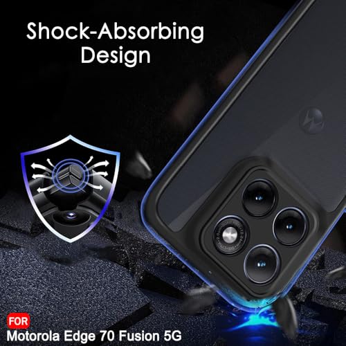 Image of TheGiftKart Hybrid Shockproof Back Cover Case for Motorola Moto Edge 70 Fusion 5G | Hard Back Cover Case for Moto Edge 70 Fusion 5G (PC & TPU, Translucent Smoke Matte Back, Black Sides)