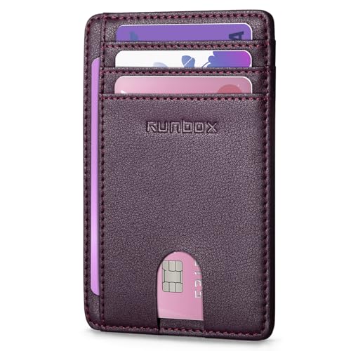 Image of RUNBOX Slim Minimalist Front Pocket RFID Blocking Leather Wallets for Men and Women Card Holder Wallets Gifts for men