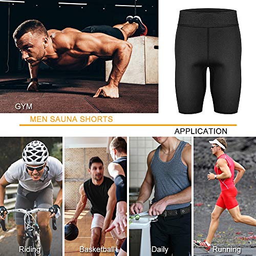 Hibcotuo Calções de sauna masculinos modeladores de corpo esguios de neoprene, calças esportivas de