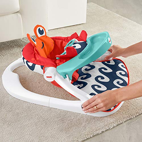 Fisher-Price Portable Baby Chair Sit-Me-Up Floor Seat With Snack Tray And Developmental Toys, Crinkle & Squeaker Seat Pad, Crab #TOP7
