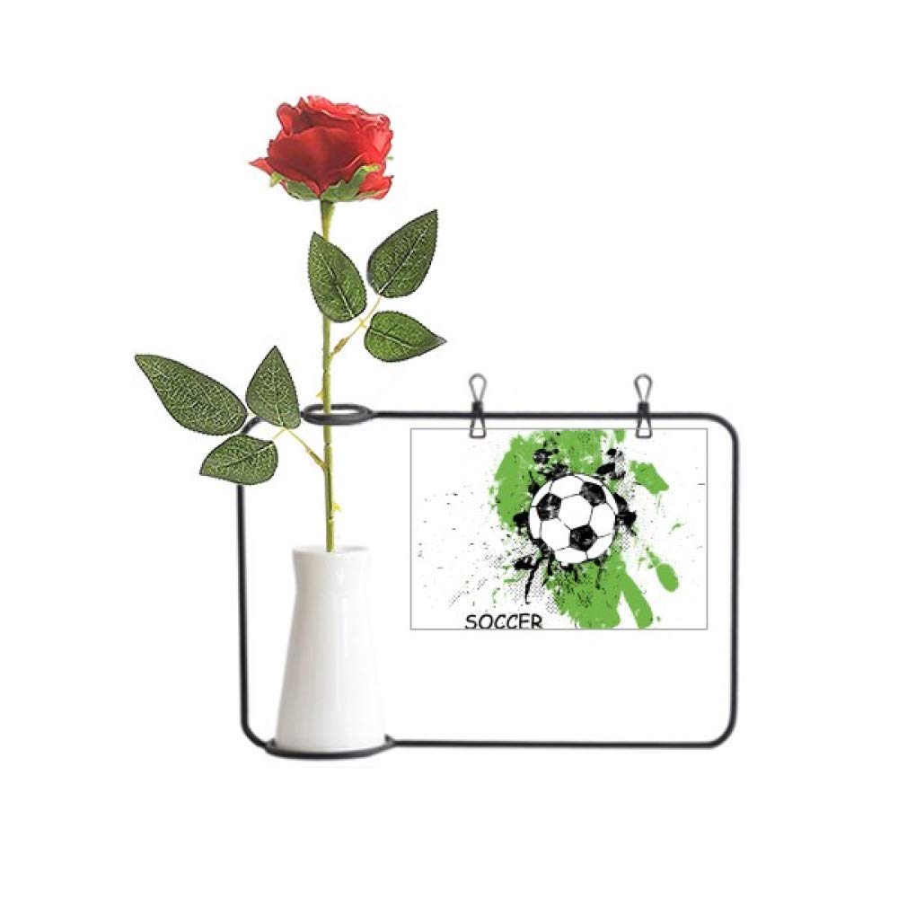 Fleurs artificielles à suspendre sans entretien, vase décoratif football pour pièce sombre