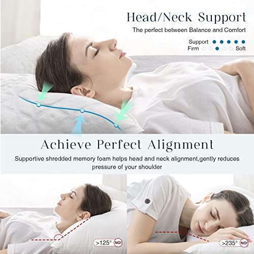 Phantoscope Cooling Memory Foam Pillow, Queen Size, Shredded Memory Foam Pillow For Hot Sleepers With Bamboo Cover & Cotton Cover, Adjustable Bed Pillow For Neck Pain #TOP5