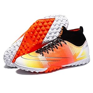 Jeugdvoetbalschoenen,Casual Ademend Hoog Schoenplaatjes Mannen Voetbalschoenen,Binnen Comfortabel Antislip TF Amerikaanse Kindervoetbalcleats,voor Atletiek/Training (Color : Orange, Size : 34 EU)