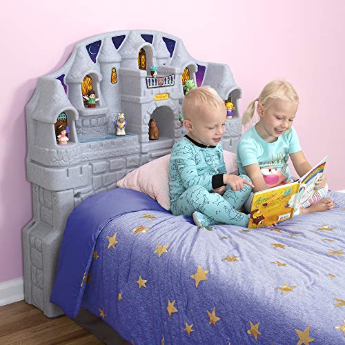 Simplay3 Imagination Castle Headboard, Twin Size Plastic Castle Bed headboard for Toddlers, Kids and Girls with Princess Toy Play Storage Area, Gray & Pink, Made in USA - Thumbnail 5