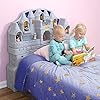 Simplay3 Imagination Castle Headboard, Twin Size Plastic Castle Bed headboard for Toddlers, Kids and Girls with Princess Toy Play Storage Area, Gray & Pink, Made in USA